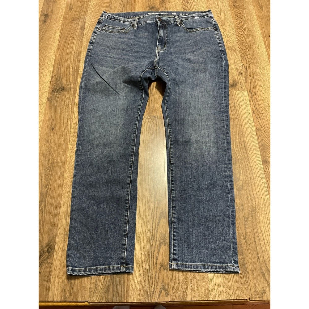 Amazon Jeans, Men's Size 36x30, Blue, Denim, Skinny legs, Pockets